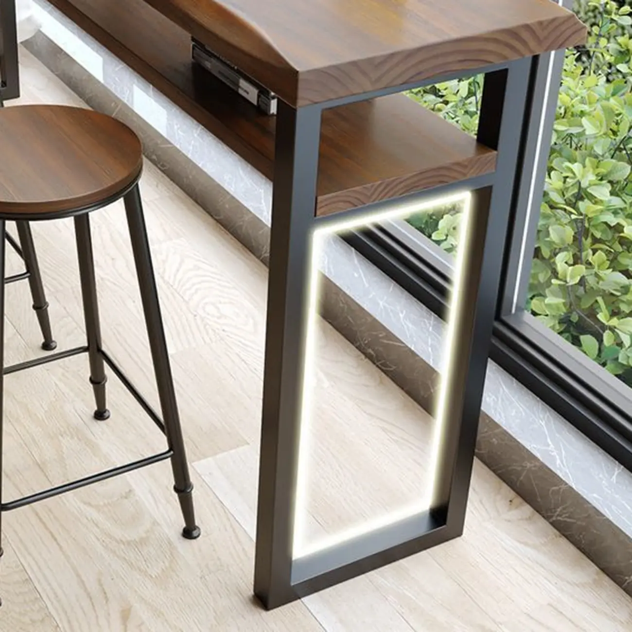 Nordic Brown Pine Sled Shelf Bar Tables Image - 7 | homeyfad