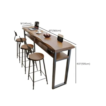 Nordic Brown Pine Sled Shelf Bar Tables Image - 12