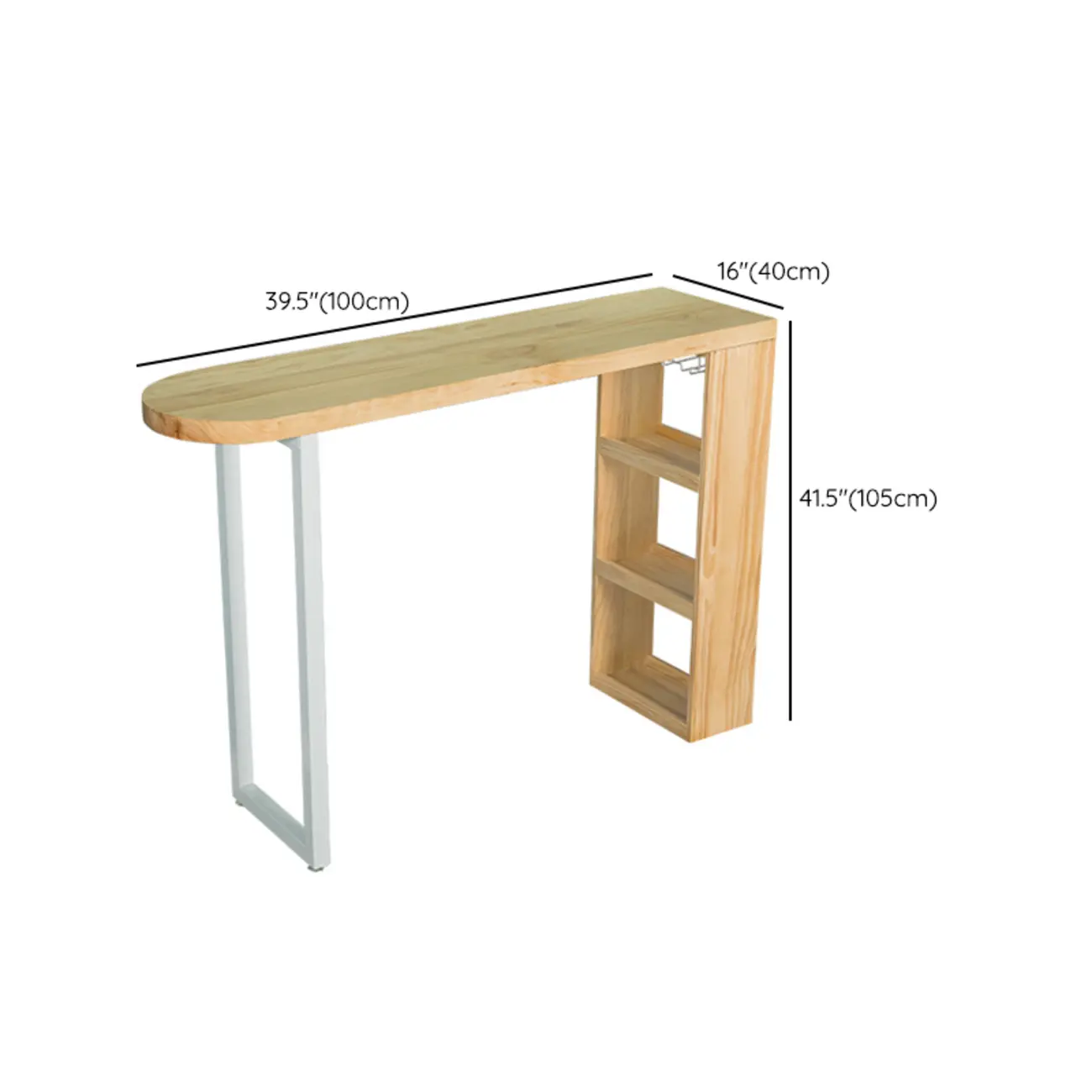 Modern Asymmetrical Wooden Bar Table with Storage and Seating Image - 9 | homeyfad