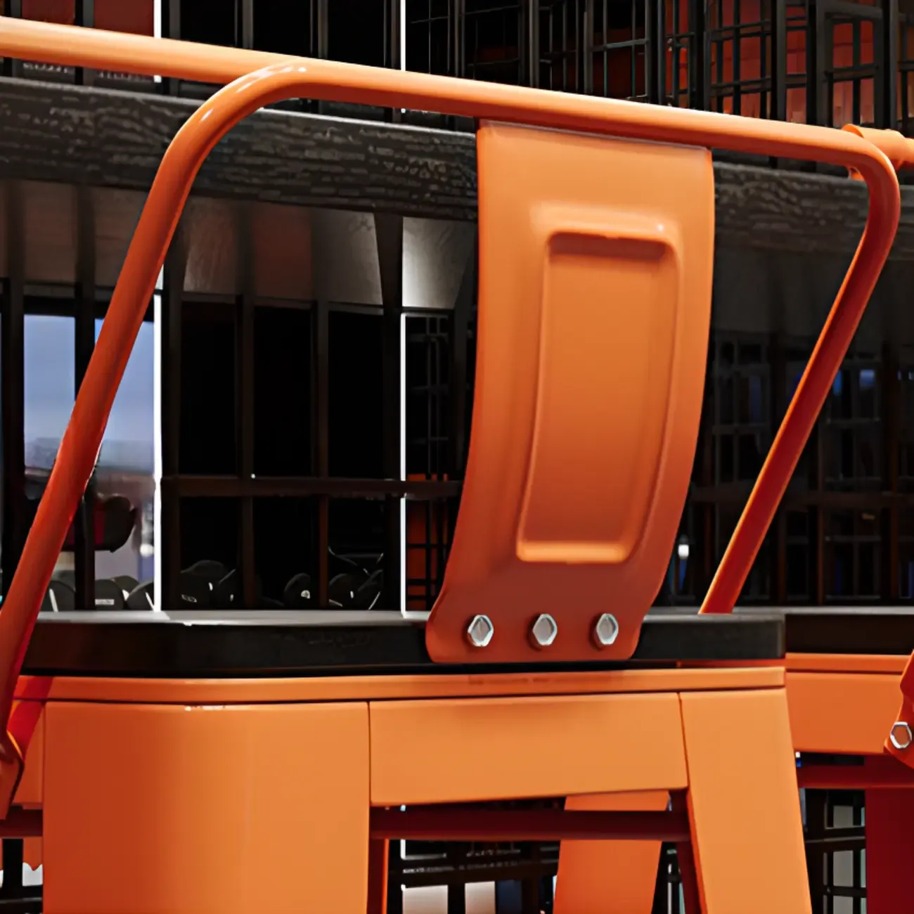 Industrial Black Hardwood Top Bar Tables with Orange Frame Image - 11