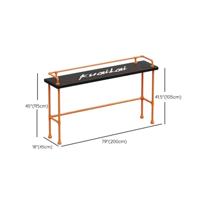 Industrial Black Hardwood Top Bar Tables with Orange Frame Image - 18