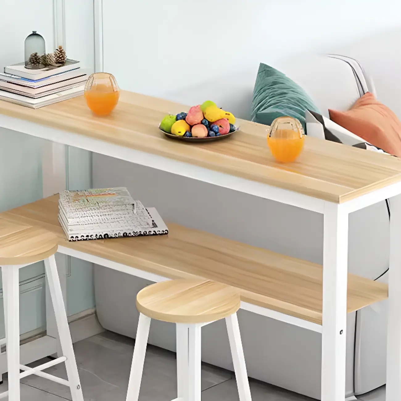 Modern Wooden Bar Table with Stools for Dining and Kitchen Image - 6 | homeyfad