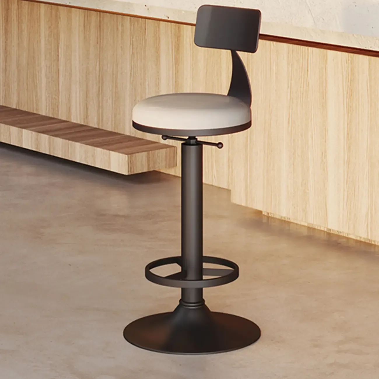 Industrial Black Metal Round Swivel Bar Stools Image - 5