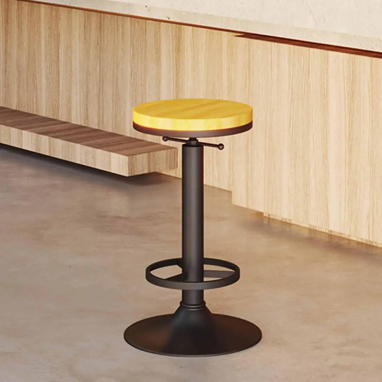 Industrial Black Metal Round Swivel Bar Stools Image - 11