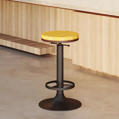 Industrial Black Metal Round Swivel Bar Stools Image - 11
