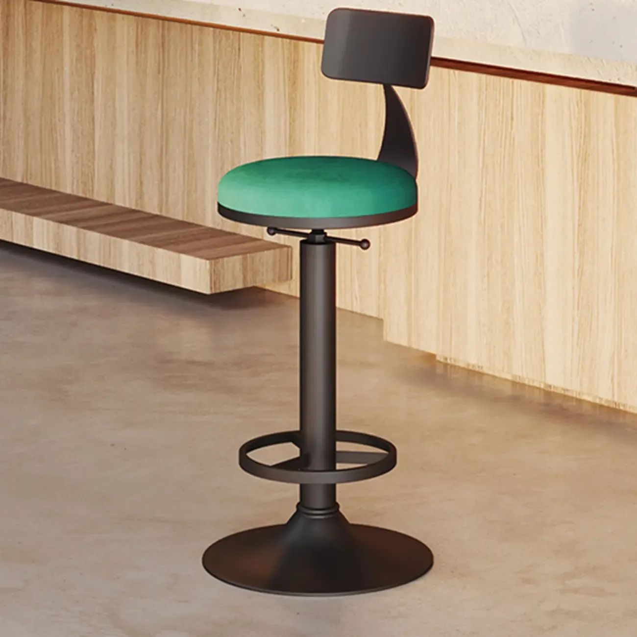 Industrial Black Metal Round Swivel Bar Stools Image - 6