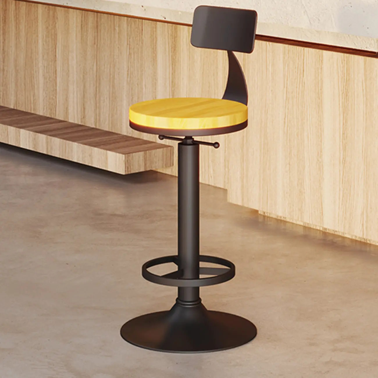 Industrial Black Metal Round Swivel Bar Stools Image - 9 | homeyfad
