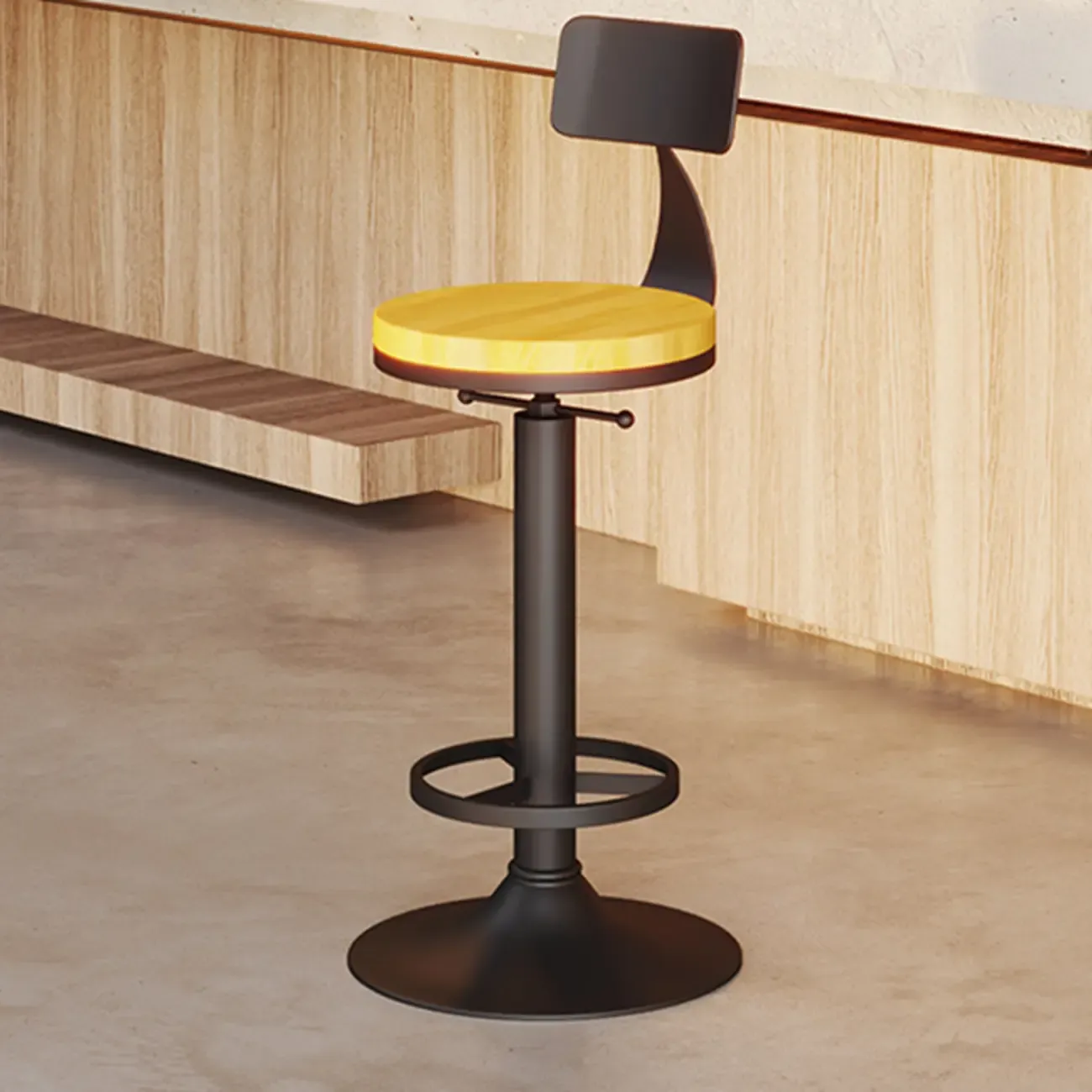 Industrial Black Metal Round Swivel Bar Stools Image - 9