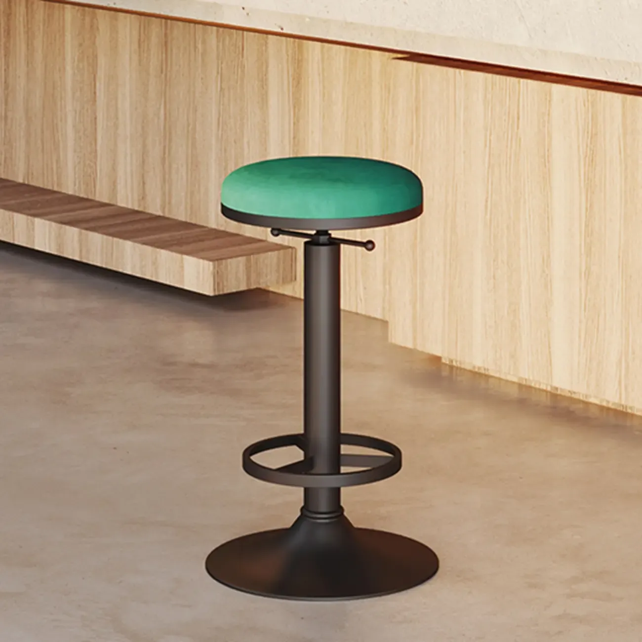 Industrial Black Metal Round Swivel Bar Stools Image - 12