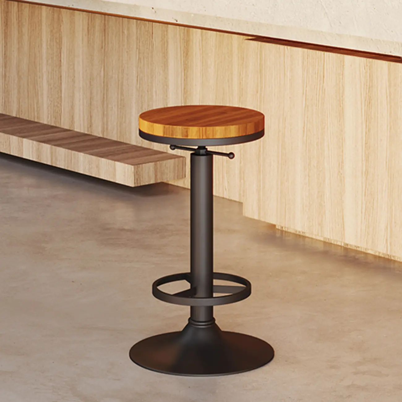 Industrial Black Metal Round Swivel Bar Stools Image - 10 | homeyfad