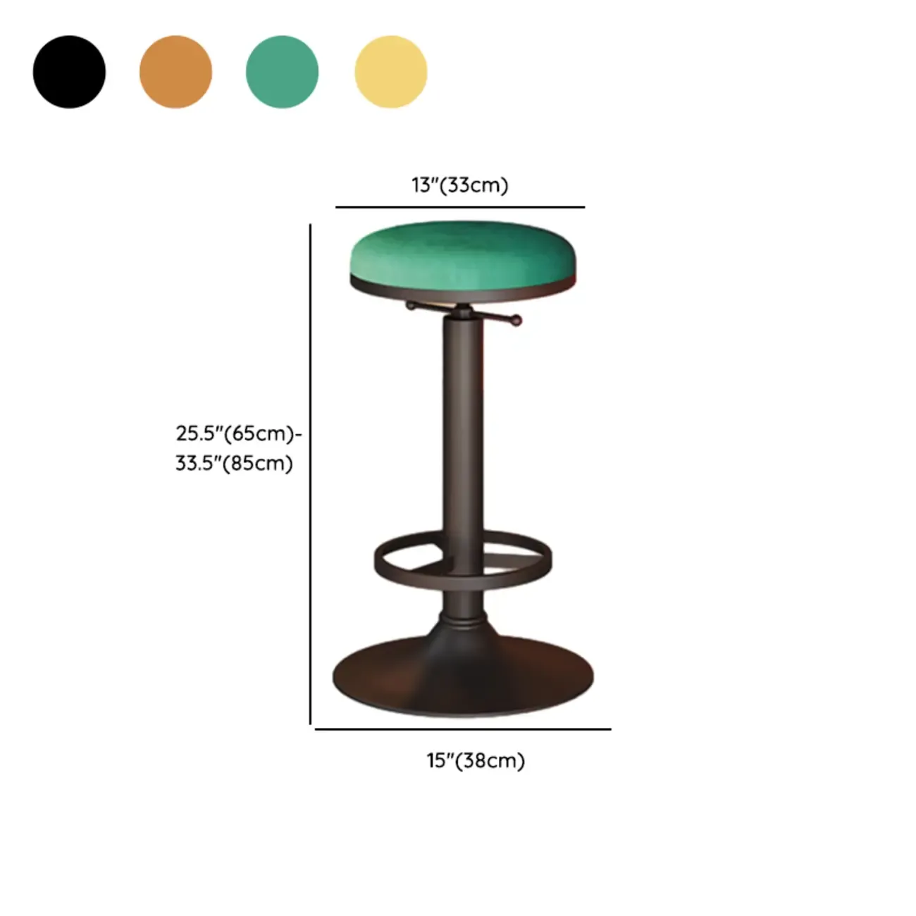 Industrial Black Metal Round Swivel Bar Stools Image - 18