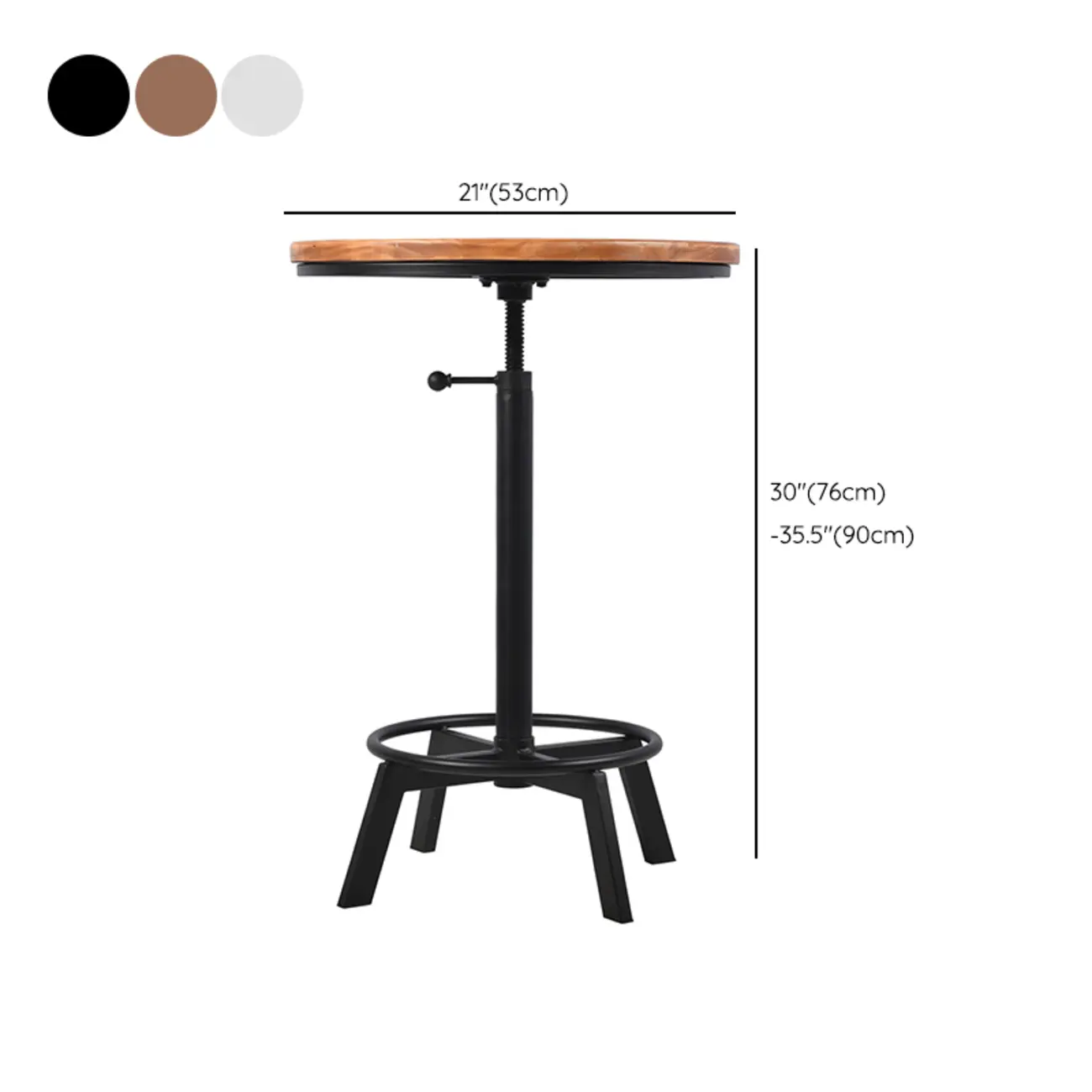 Retro Industrial Circular Adjustable Bar Table #size | homeyfad