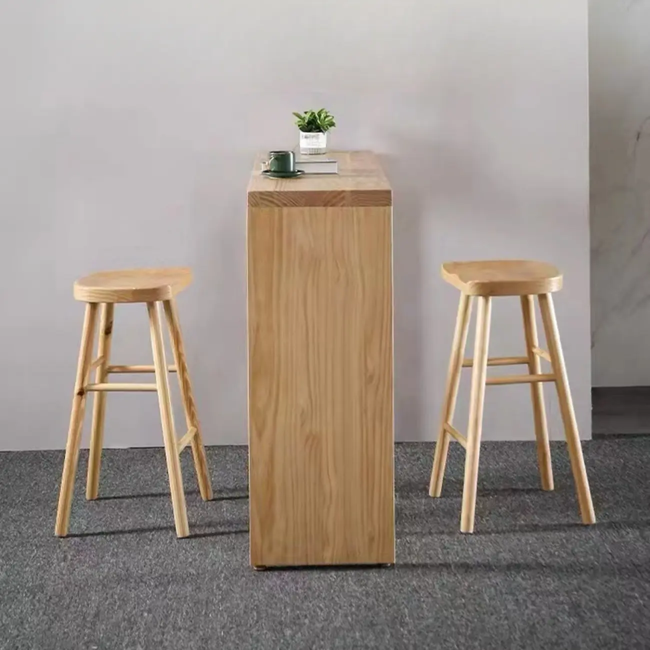 Minimalist Natural Pine Rectangular Bar Tables Image - 2 | homeyfad