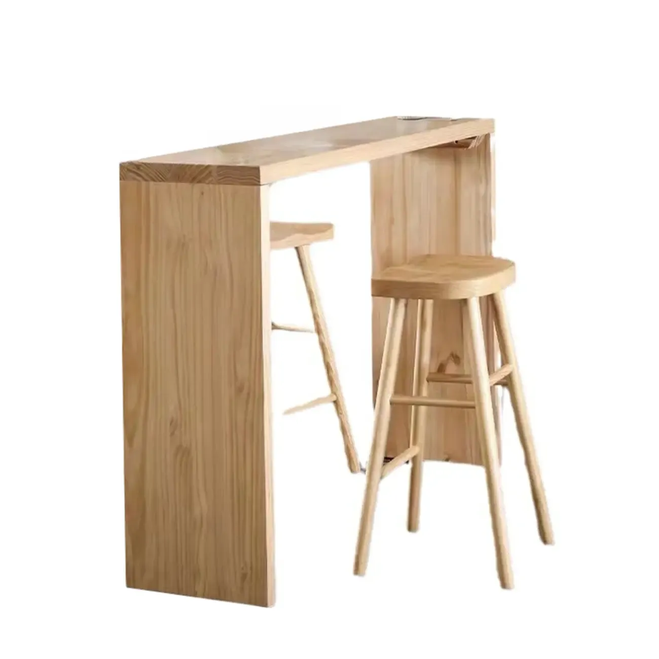 Minimalist Natural Pine Rectangular Bar Tables Image - 5