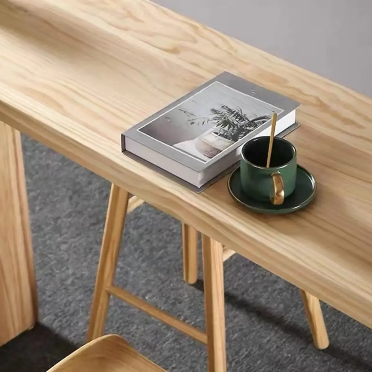 Minimalist Natural Pine Rectangular Bar Tables Image - 6