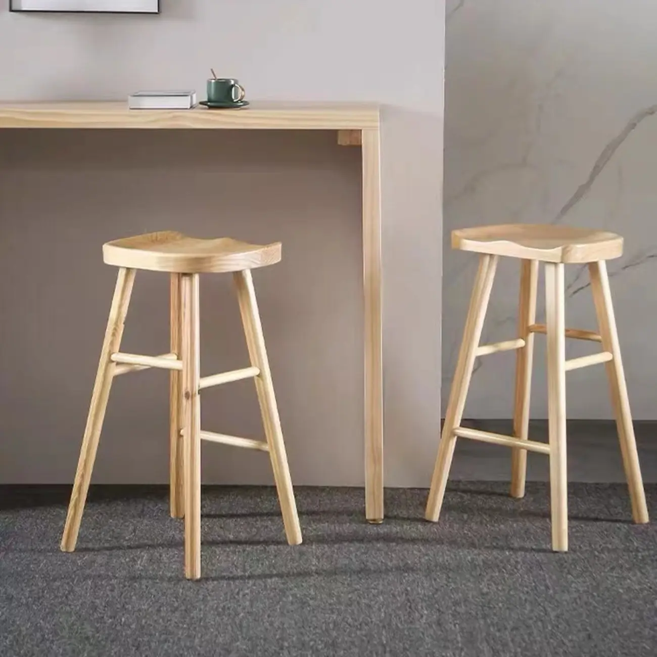 Minimalist Natural Pine Rectangular Bar Tables Image - 7 | homeyfad