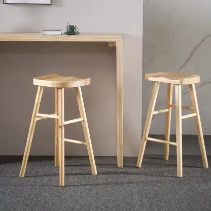 Minimalist Natural Pine Rectangular Bar Tables Image - 7