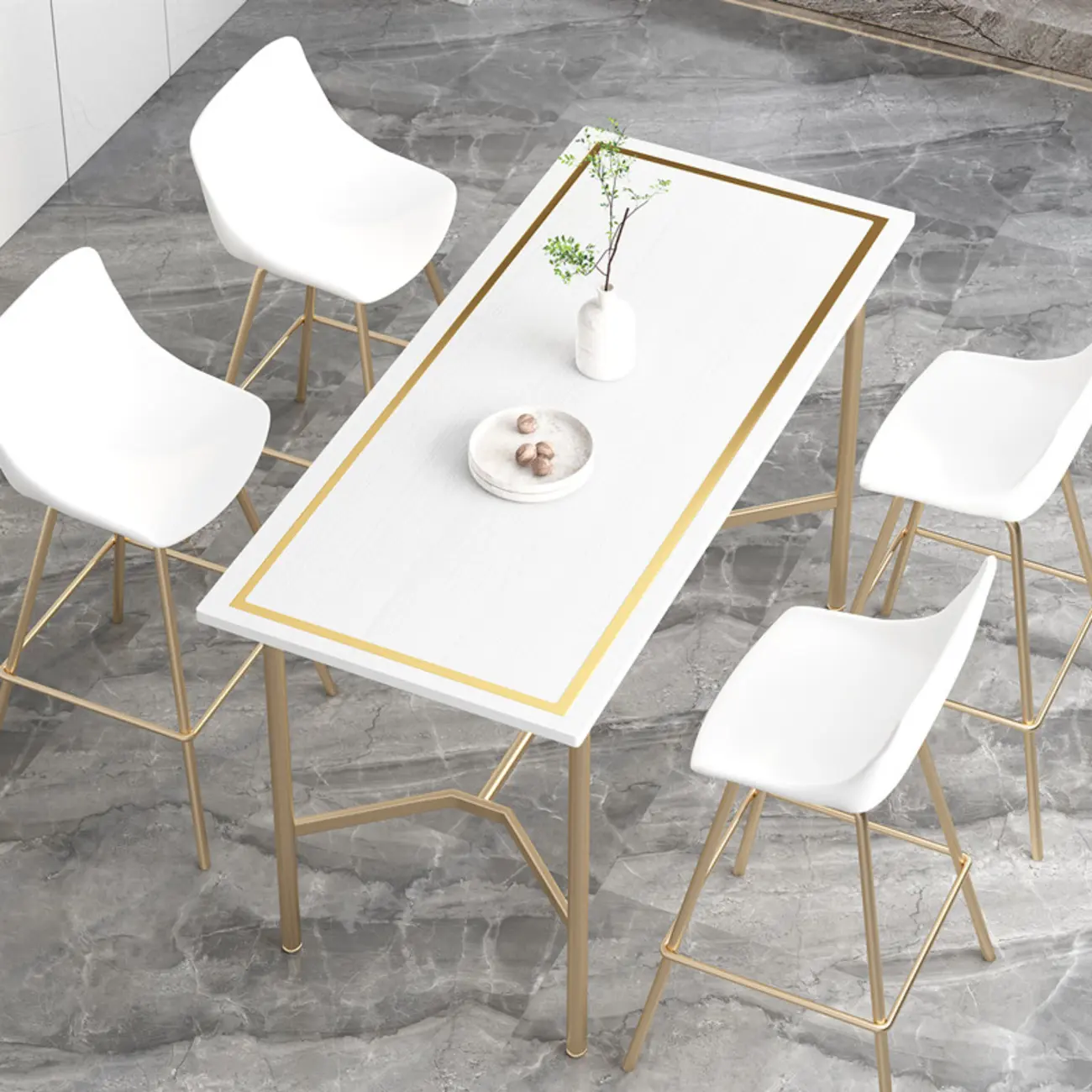 Luxurious Black-Gold Wooden Rectangular Top Bar Tables Image - 2 | homeyfad