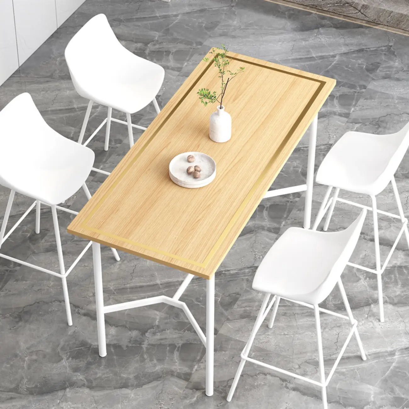 Luxurious Black-Gold Wooden Rectangular Top Bar Tables Image - 3 | homeyfad