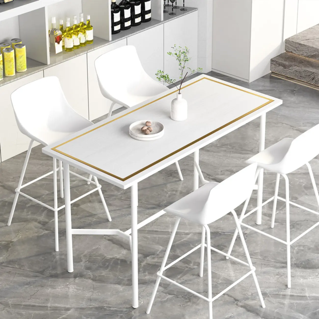 Luxurious Black-Gold Wooden Rectangular Top Bar Tables Image - 4 | homeyfad