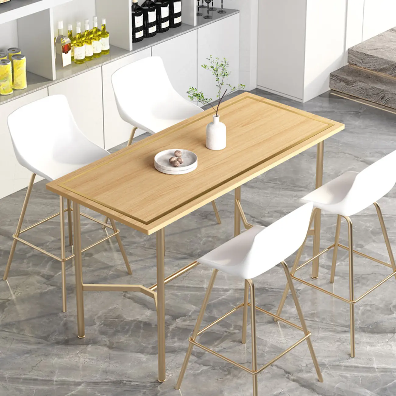 Luxurious Black-Gold Wooden Rectangular Top Bar Tables Image - 6 | homeyfad