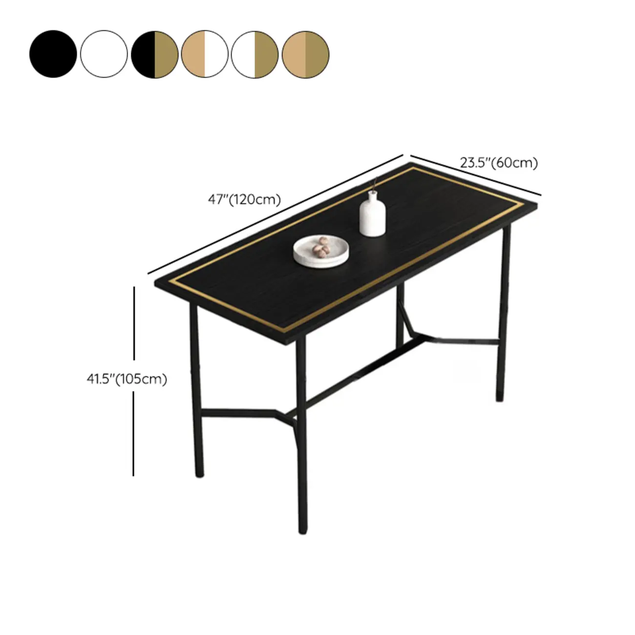 Luxurious Black-Gold Wooden Rectangular Top Bar Tables #size | homeyfad