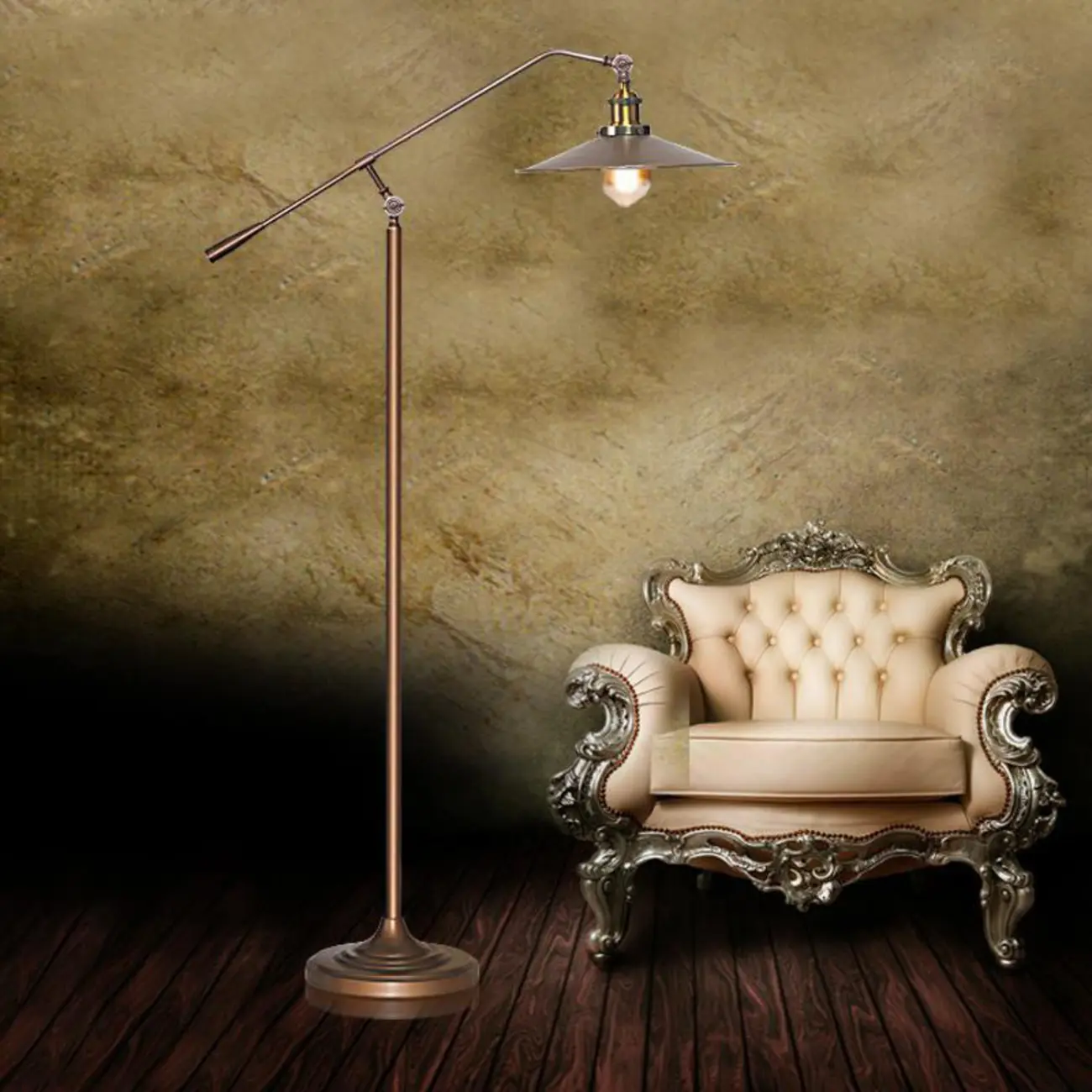 Adjustable Industrial Retro Metal Standing Floor Lamp Image - 9 | homeyfad