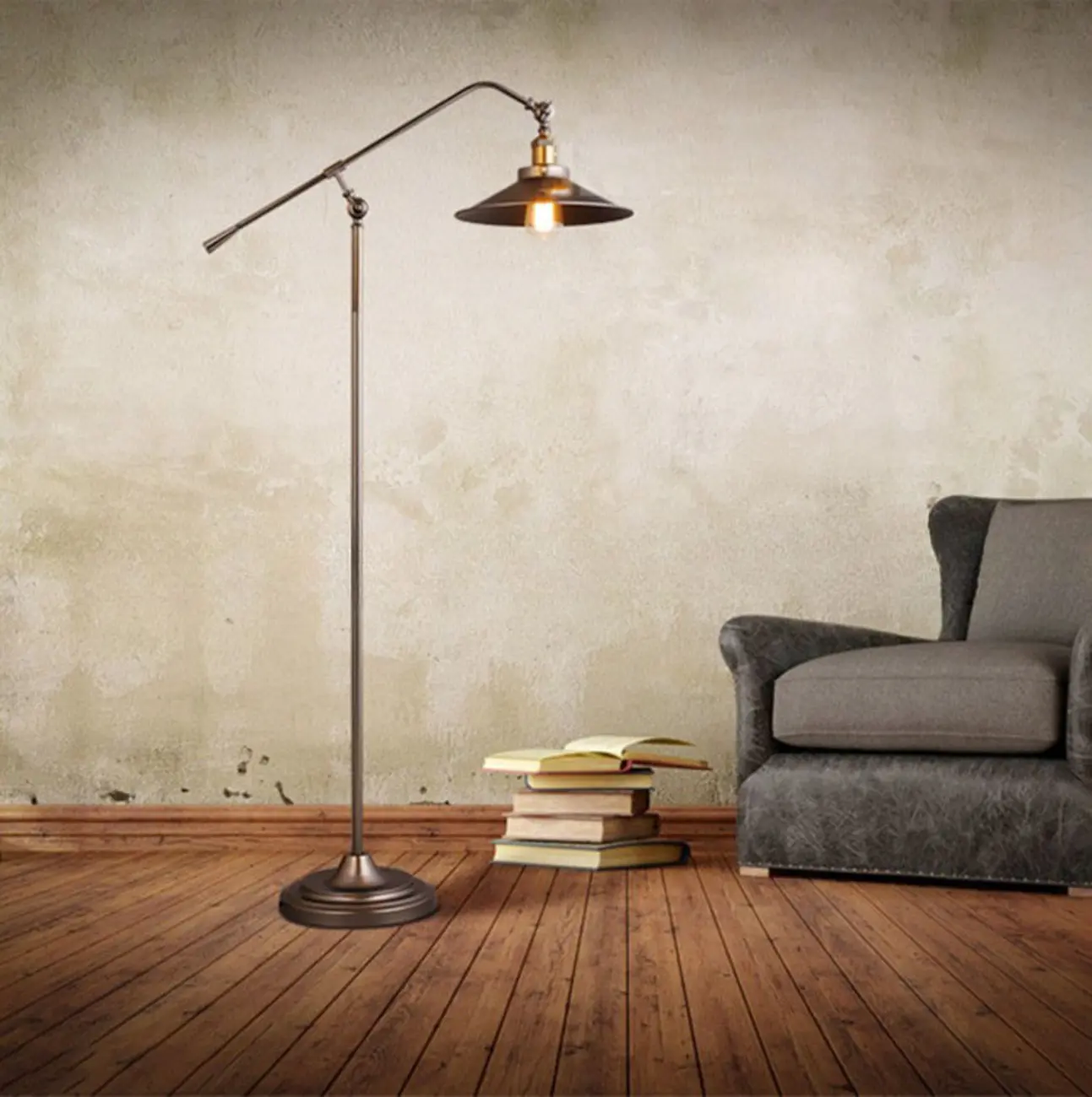 Adjustable Industrial Retro Metal Standing Floor Lamp Image - 4 | homeyfad
