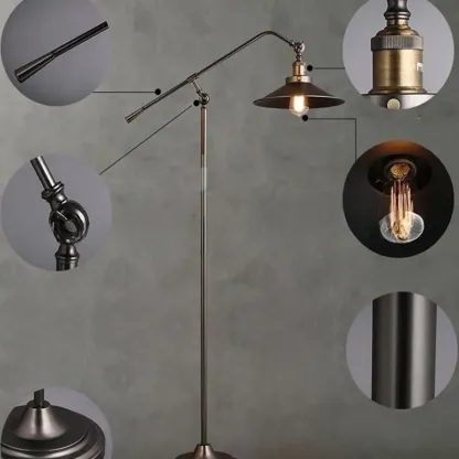 Adjustable Industrial Retro Metal Standing Floor Lamp Image - 5