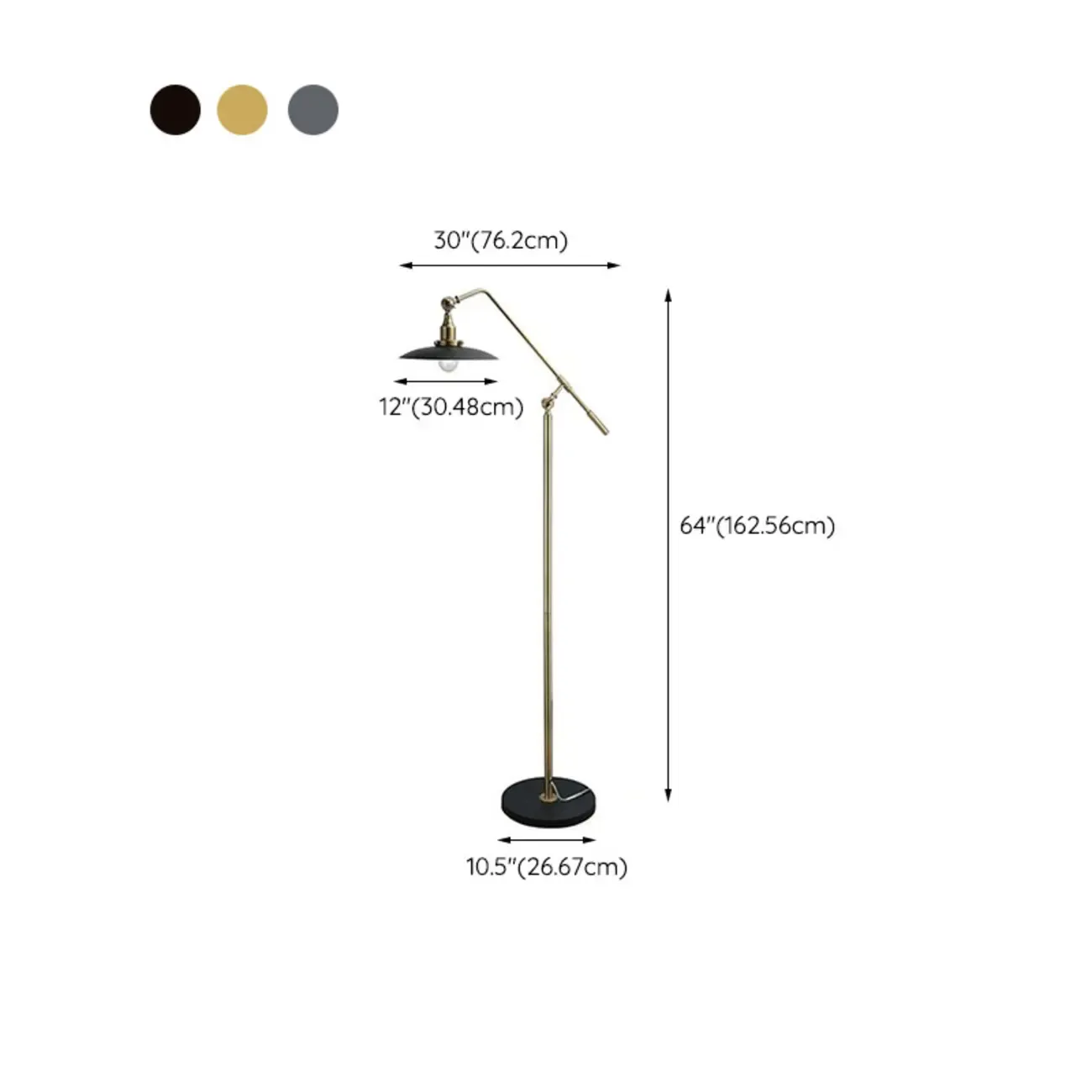 Adjustable Industrial Retro Metal Standing Floor Lamp #size