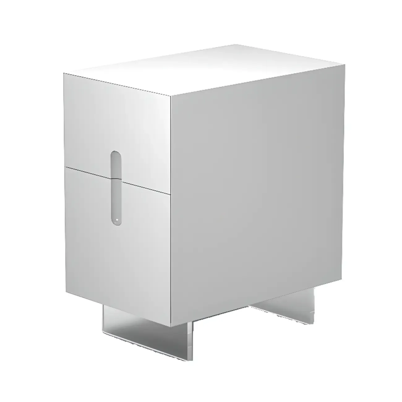 Modern White Wood Clear Base 2-Drawer Nightstand Image - 5