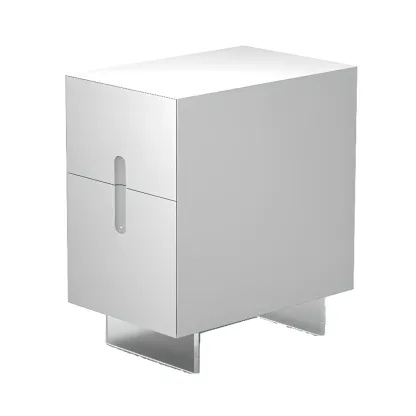 Modern White Wood Clear Base 2-Drawer Nightstand Image - 5