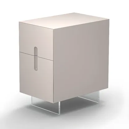 Modern White Wood Clear Base 2-Drawer Nightstand Image - 6