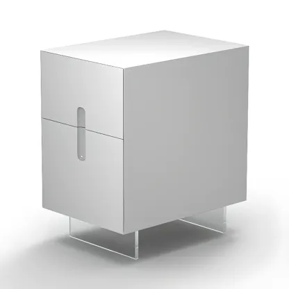 Modern White Wood Clear Base 2-Drawer Nightstand Image - 7