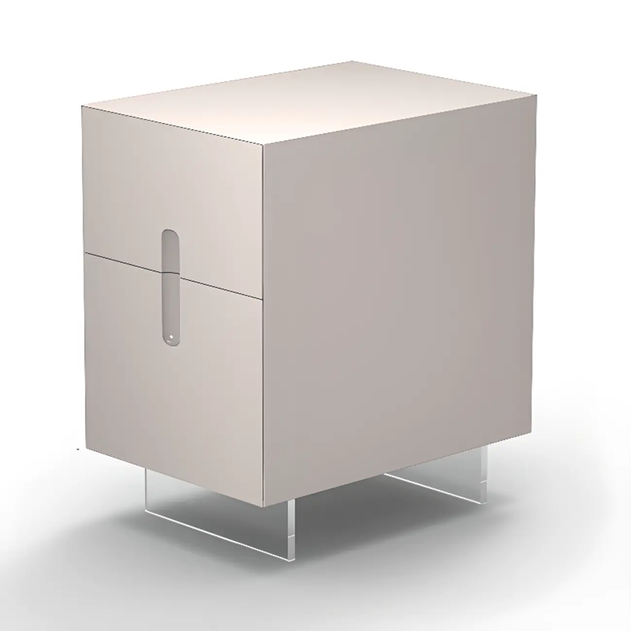 Modern White Wood Clear Base 2-Drawer Nightstand Image - 8 | homeyfad