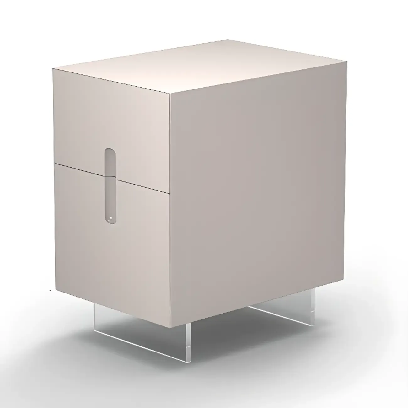 Modern White Wood Clear Base 2-Drawer Nightstand Image - 8