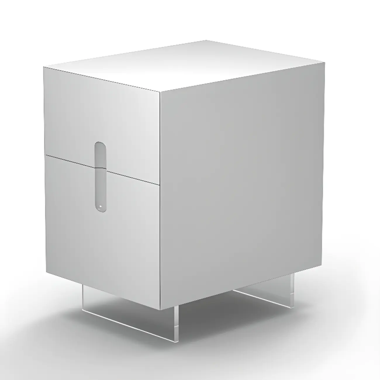 Modern White Wood Clear Base 2-Drawer Nightstand Image - 9 | homeyfad