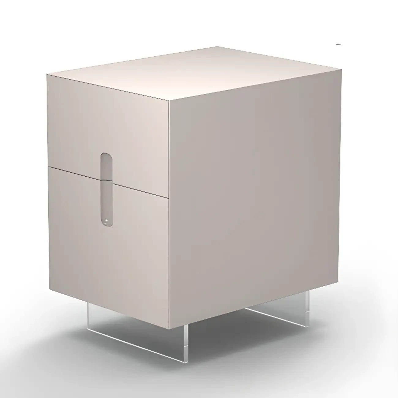 Modern White Wood Clear Base 2-Drawer Nightstand Image - 10