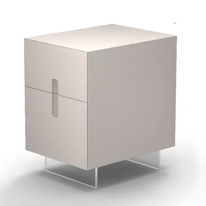 Modern White Wood Clear Base 2-Drawer Nightstand Image - 10