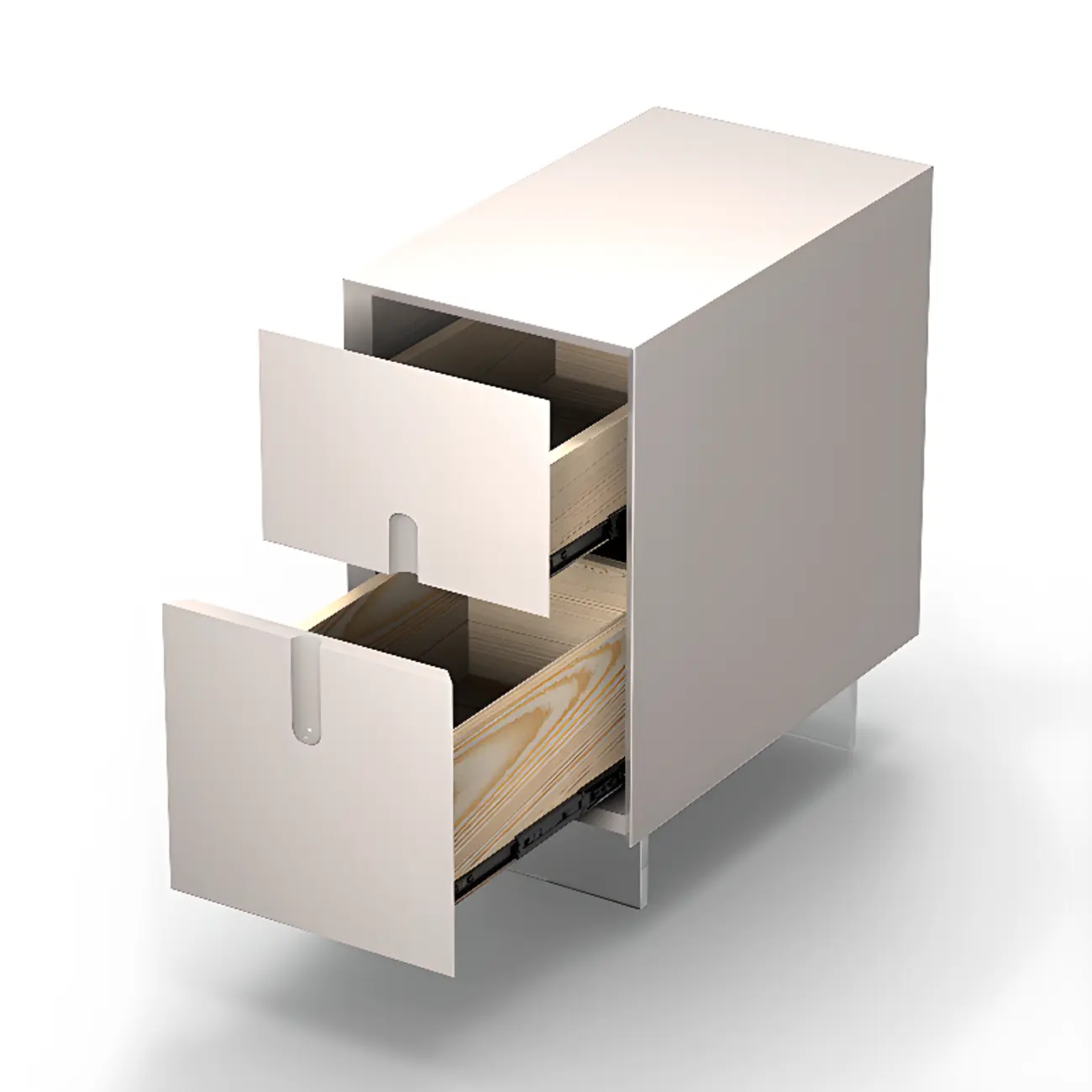 Modern White Wood Clear Base 2-Drawer Nightstand Image - 11 | homeyfad