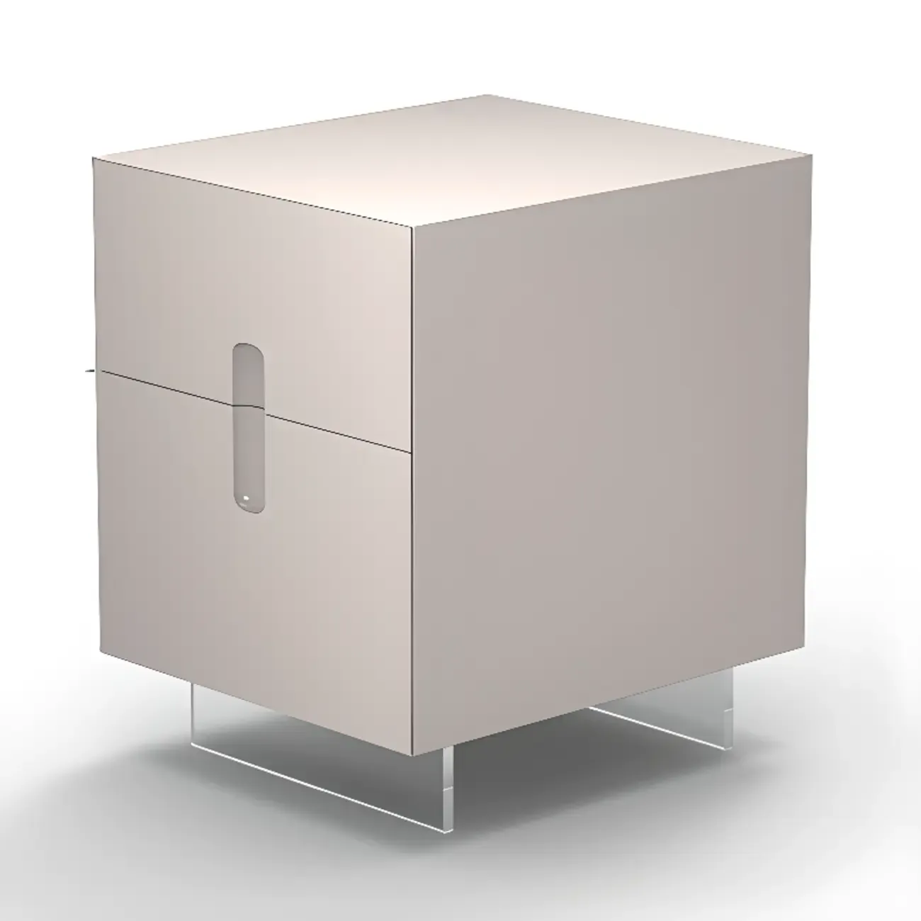 Modern White Wood Clear Base 2-Drawer Nightstand Image - 13