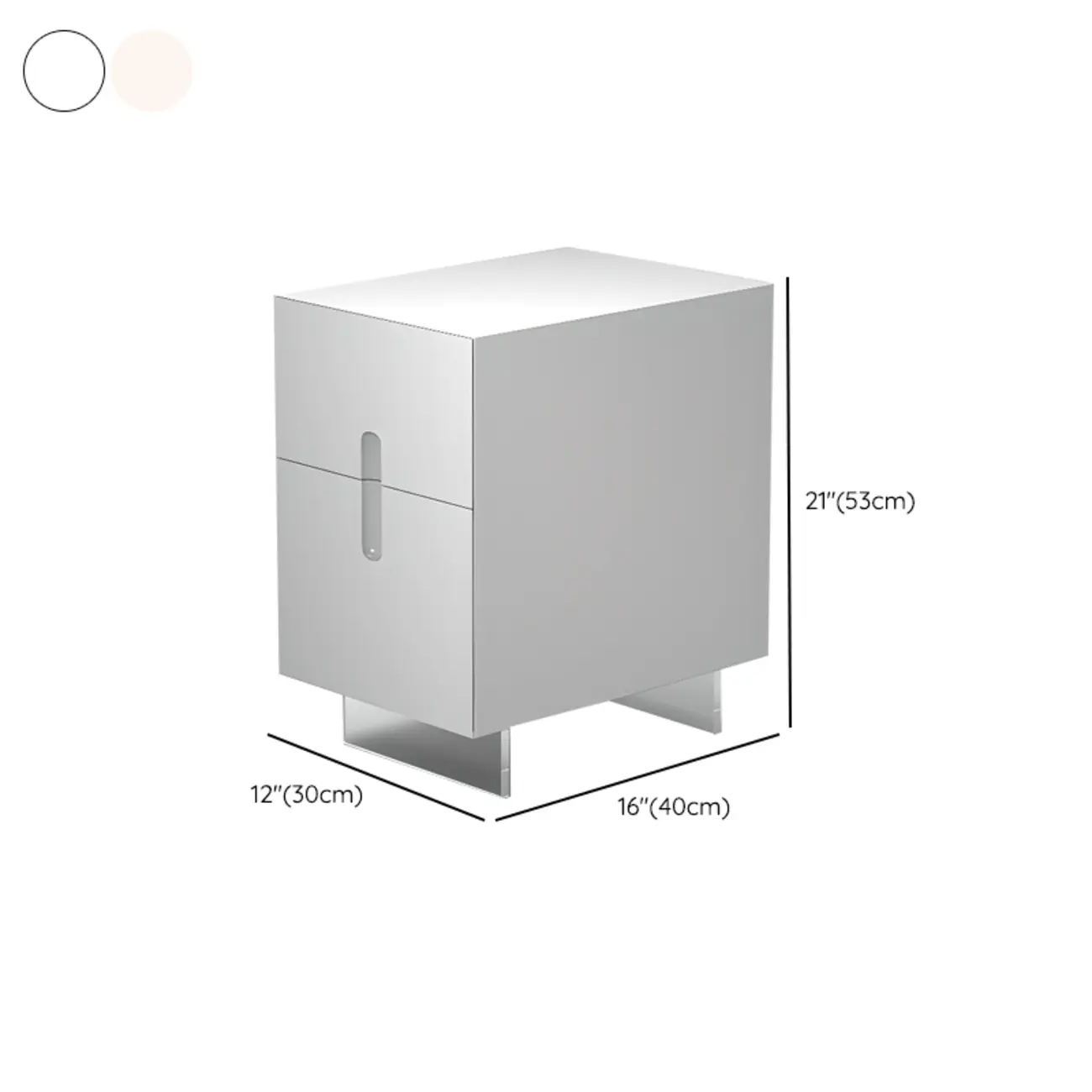 Modern White Wood Clear Base 2-Drawer Nightstand Image - 15 | homeyfad