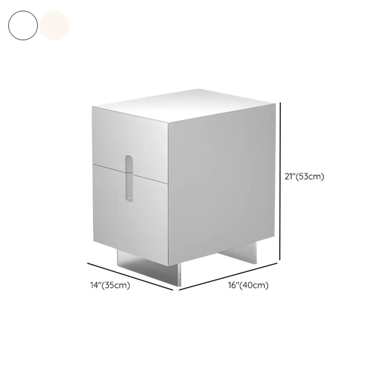 Modern White Wood Clear Base 2-Drawer Nightstand Image - 16