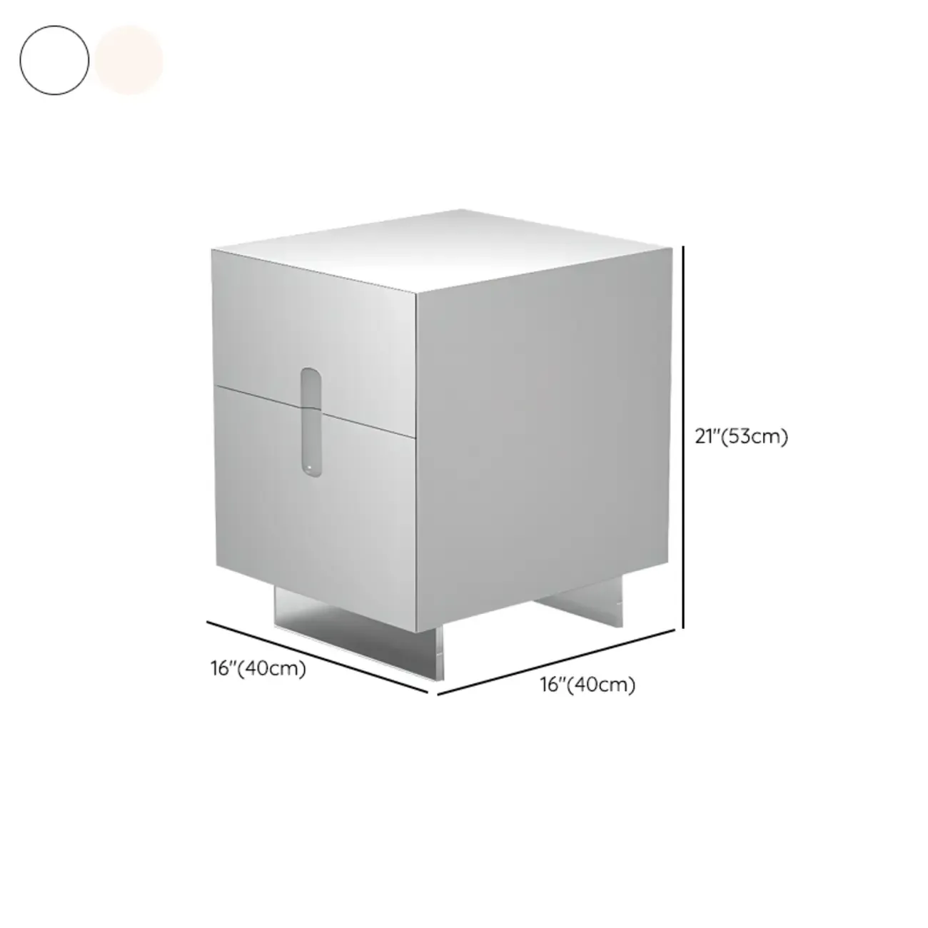 Modern White Wood Clear Base 2-Drawer Nightstand Image - 17