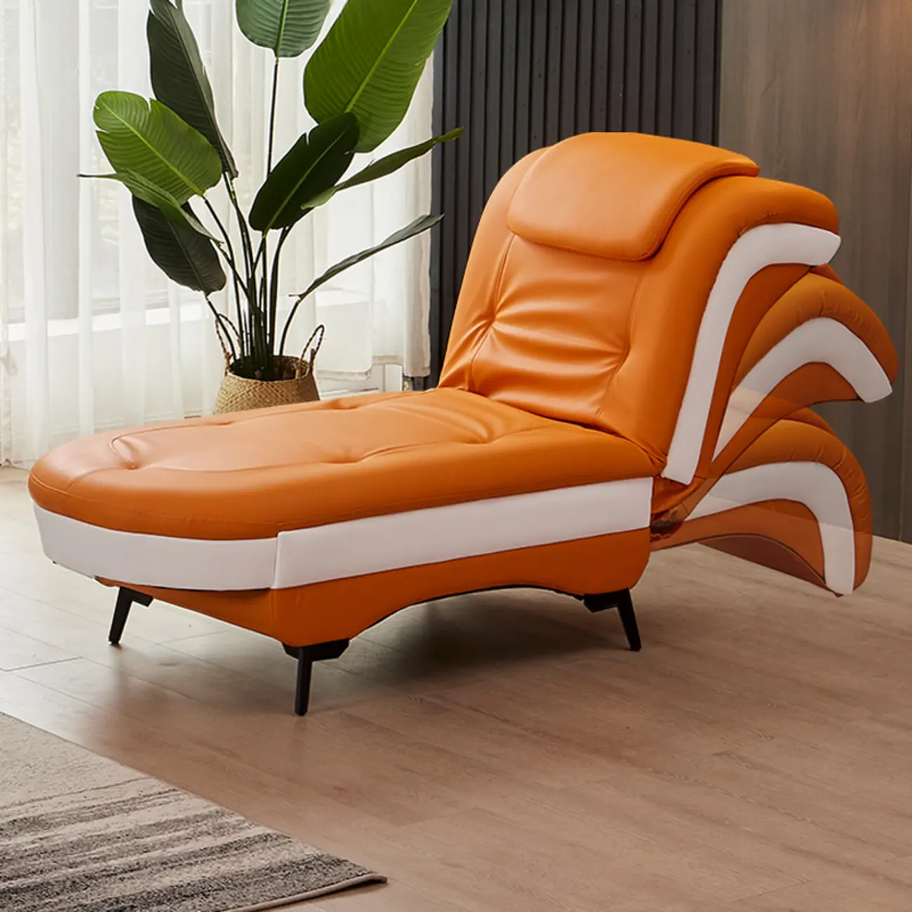 Modern Faux Leather Reclining Chaise Lounge Sofa Bed | homeyfad