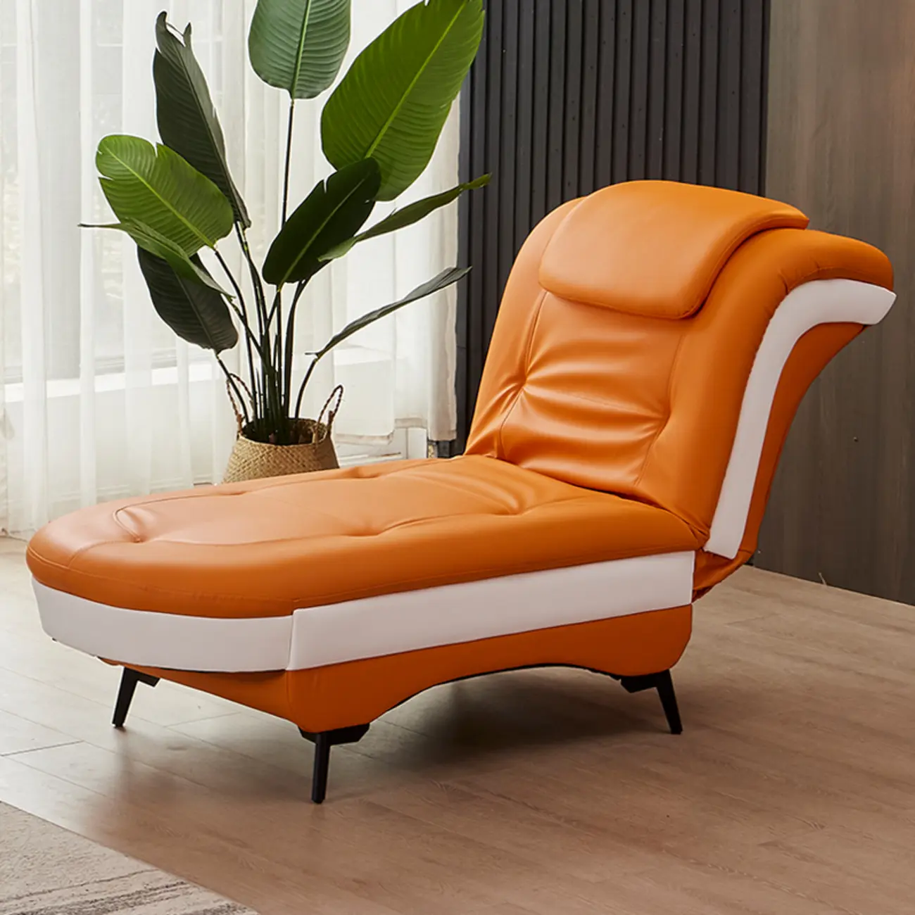 Modern Faux Leather Reclining Chaise Lounge Sofa Bed | homeyfad