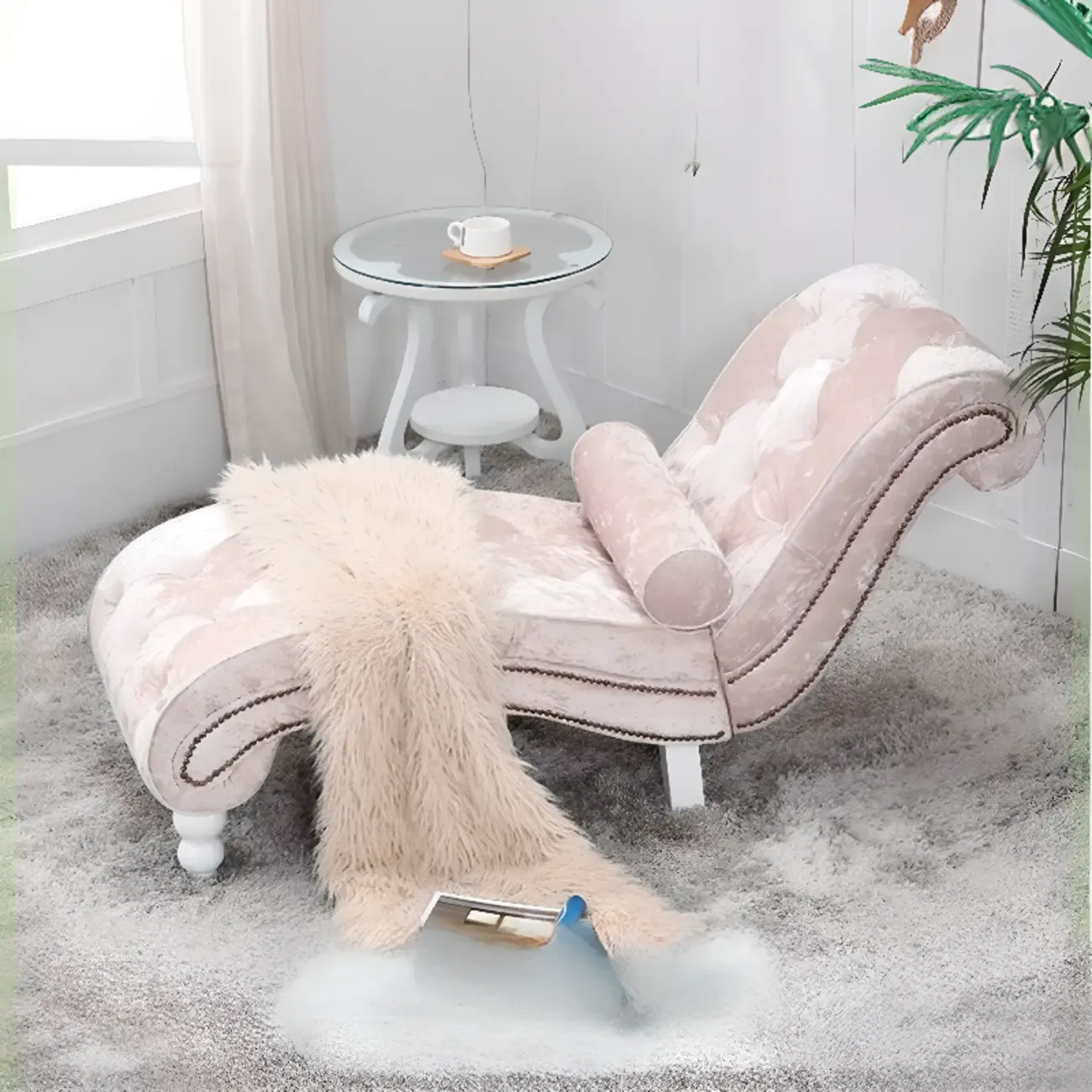 Modern Solid Armless Flannel Chaise Lounge Image - 1
