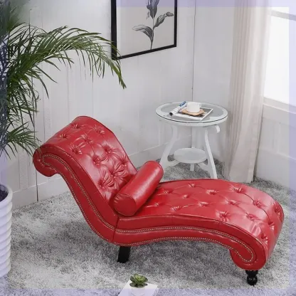 Modern Solid Armless Flannel Chaise Lounge Image - 9