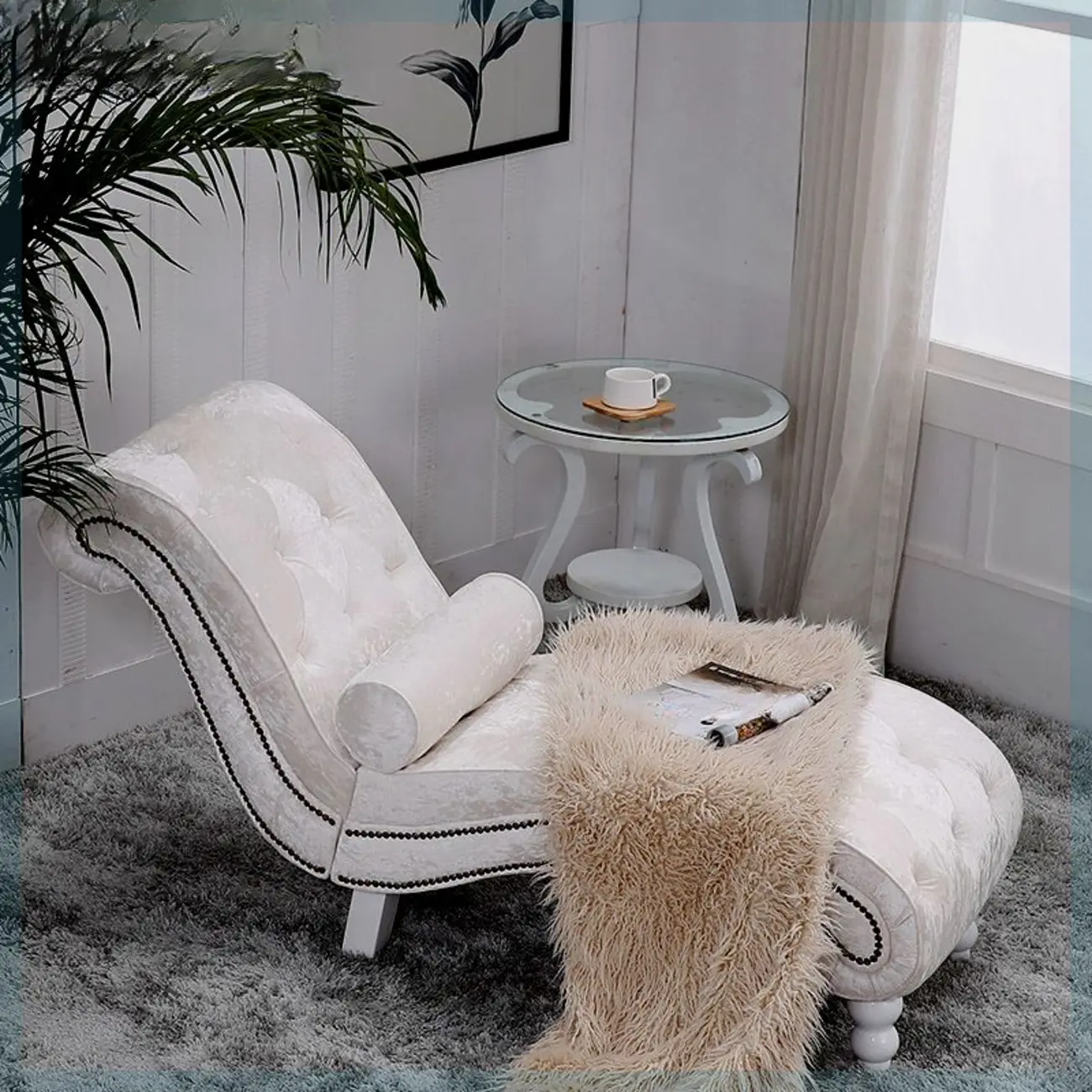 Modern Solid Armless Flannel Chaise Lounge Image - 2 | homeyfad