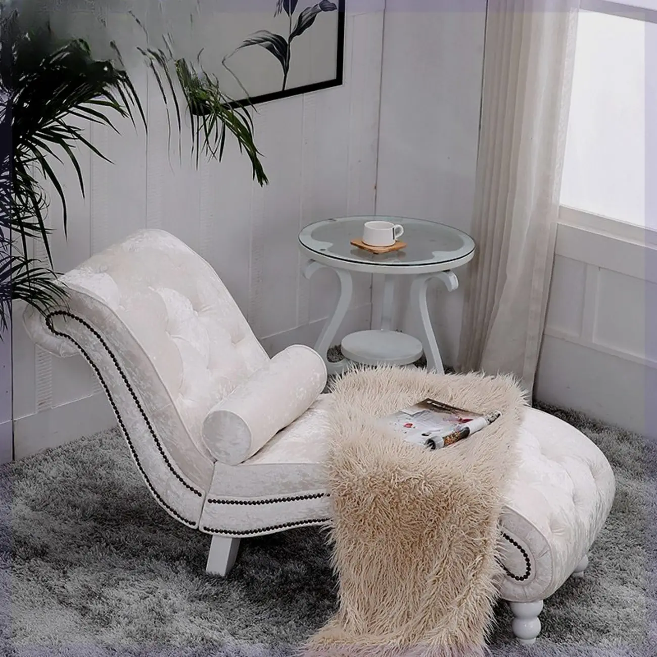 Modern Solid Armless Flannel Chaise Lounge Image - 11 | homeyfad
